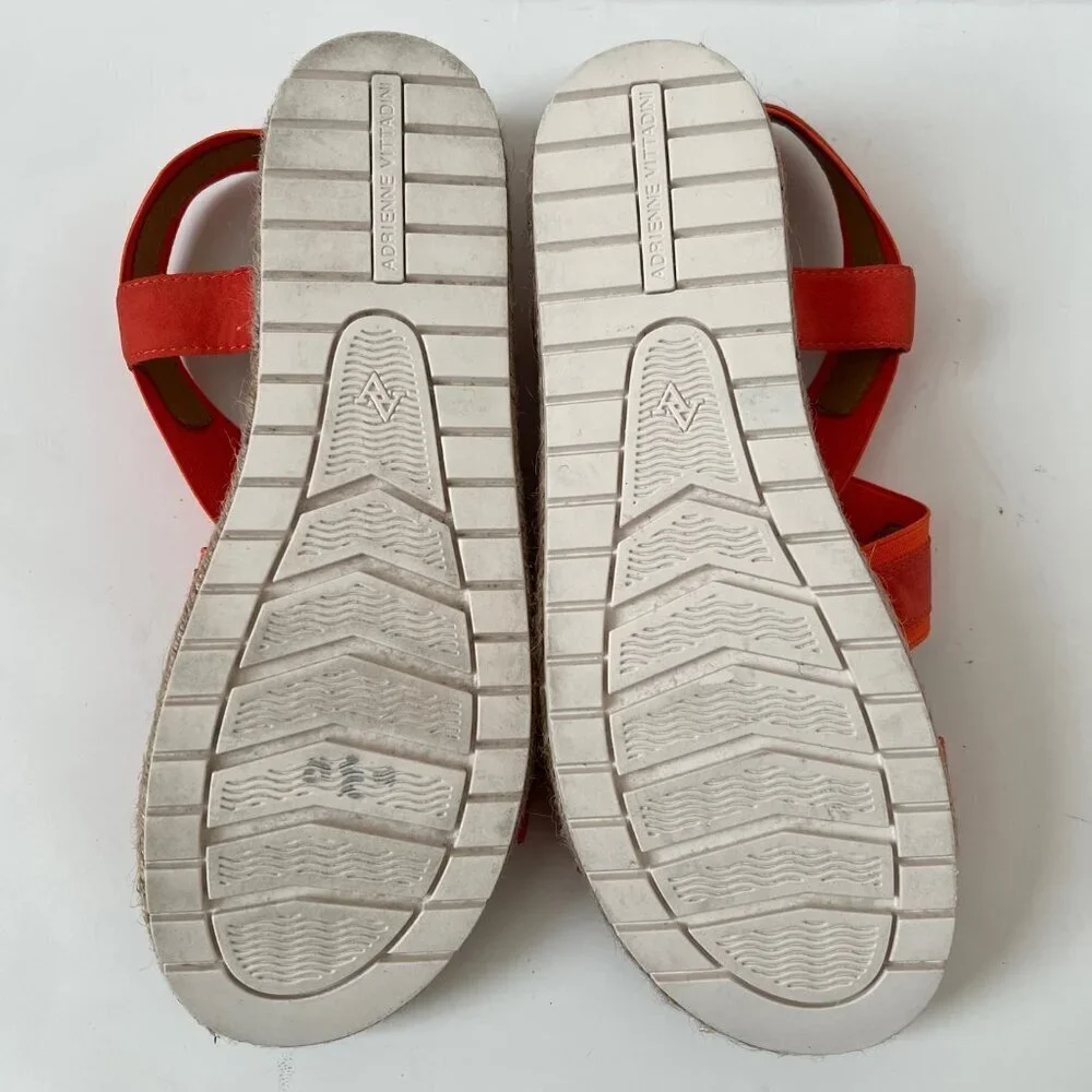 Adrienne Vittadini Size 9M Women Orange Wedge Slip on AV-Pritin Cork Sandals